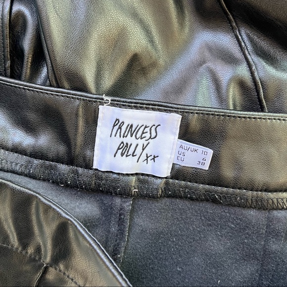 PRINCESS POLLY Black Vegan Leather Wide Leg Pants in Black SZ 6 - Picture 13 of 13